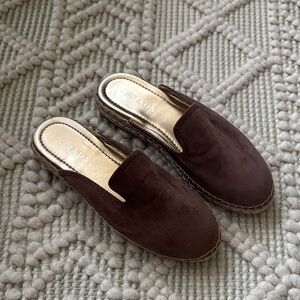 Prada Women's Chocolate Brown Suede Mules